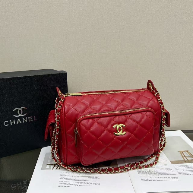Metal Logo Chained Leather Women Handbags