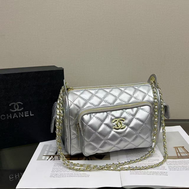 Metal Logo Chained Leather Women Handbags
