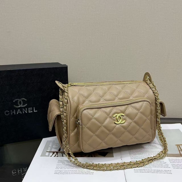 Metal Logo Chained Leather Women Handbags