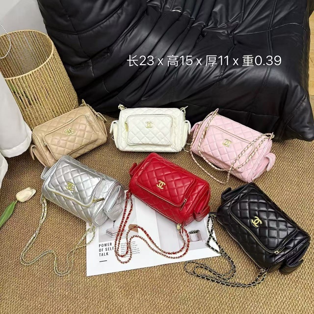 Metal Logo Chained Leather Women Handbags