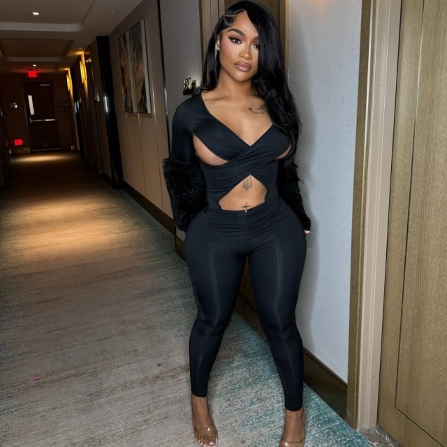 Deep V Neck Criss-cross Hollow Out Jumpsuit