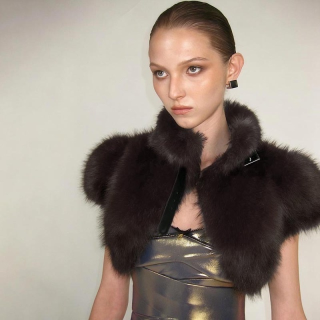 Furry Cropped Sleeveless Tie-up Top