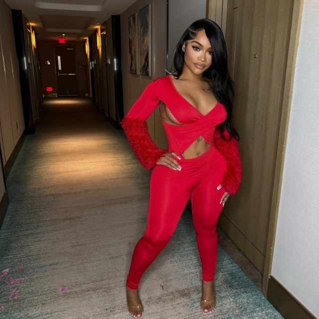Deep V Neck Criss-cross Hollow Out Jumpsuit
