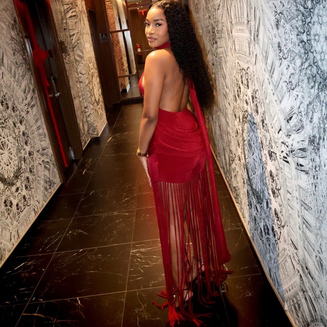 Halter Neck Backless Tassel Dress