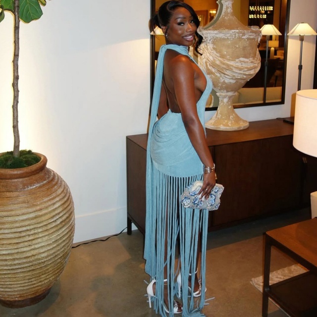 Halter Neck Backless Tassel Dress