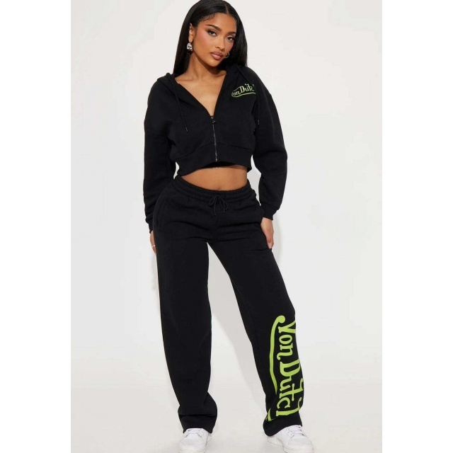 Hooded Zip-up Top Casual Pant Set