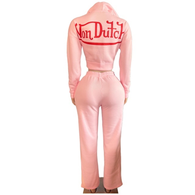 Hooded Zip-up Top Casual Pant Set