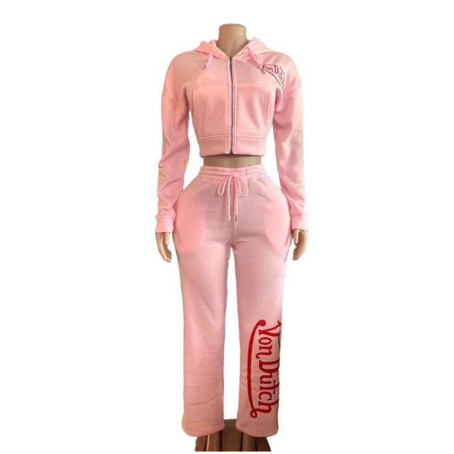 Hooded Zip-up Top Casual Pant Set