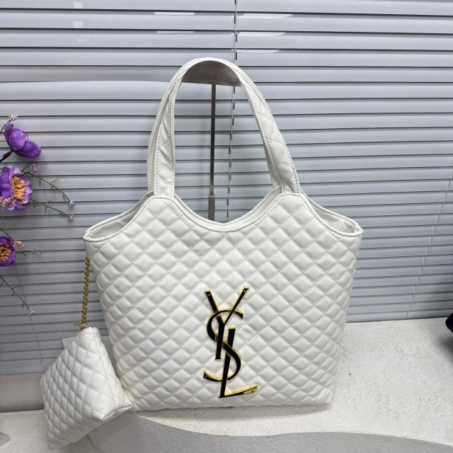 Metal Logo Leather Big Size Shopping Handbags