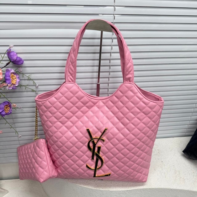 Metal Logo Leather Big Size Shopping Handbags