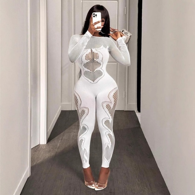 Fishnet Hollow Out Tight Lingerie Jumpsuit