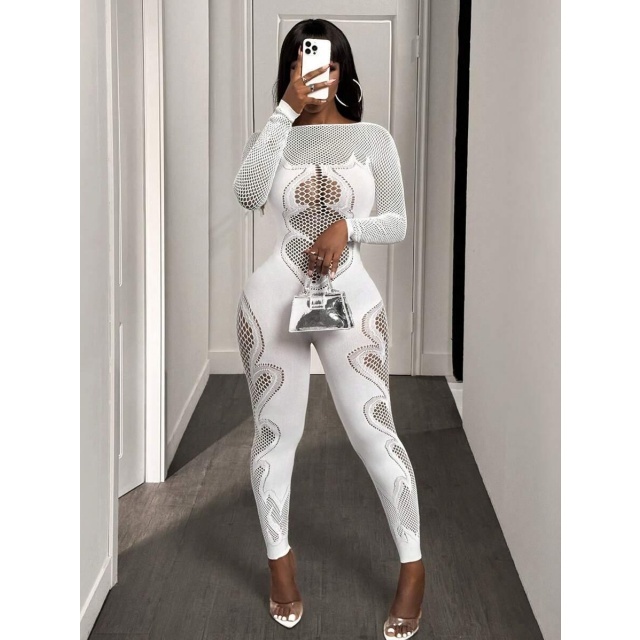 Fishnet Hollow Out Tight Lingerie Jumpsuit