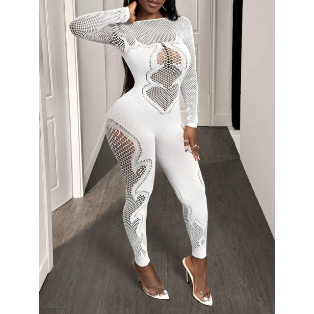 Fishnet Hollow Out Tight Lingerie Jumpsuit