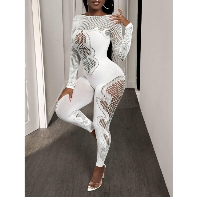 Fishnet Hollow Out Tight Lingerie Jumpsuit