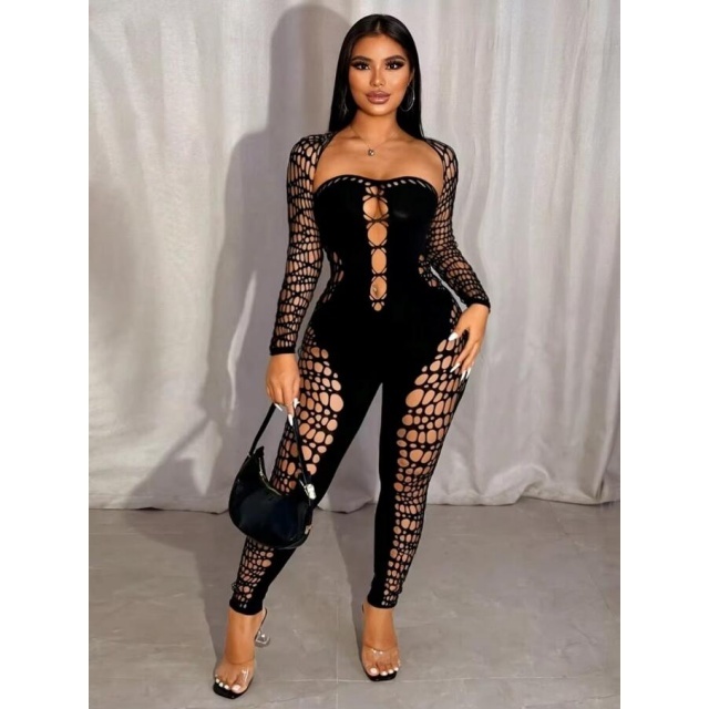 Hollow Out Tight Lingerie Jumpsuit