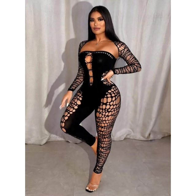 Hollow Out Tight Lingerie Jumpsuit