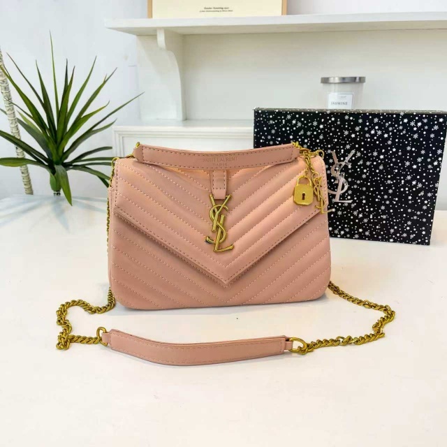 Metal Logo Leather Chained Women Messenger Bags