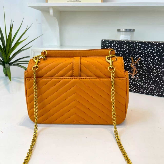 Metal Logo Leather Chained Women Messenger Bags