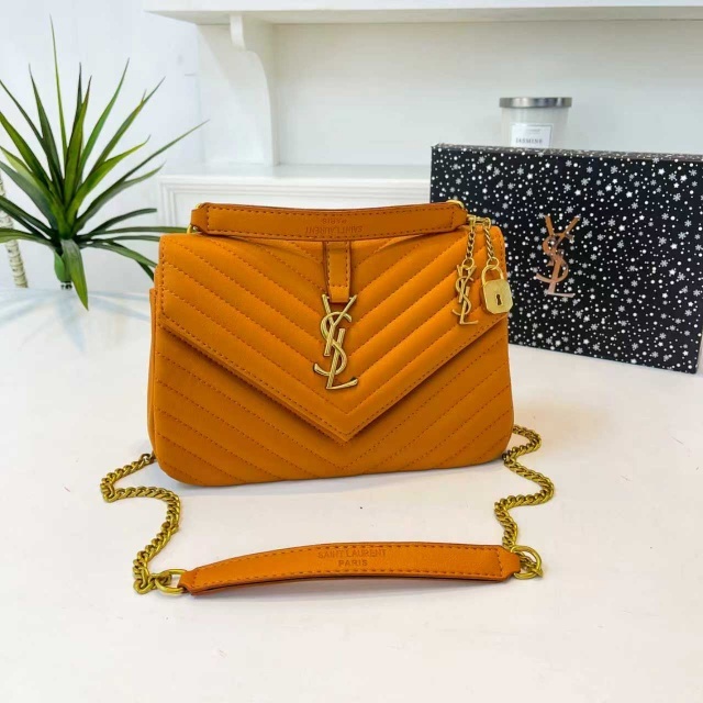 Metal Logo Leather Chained Women Messenger Bags