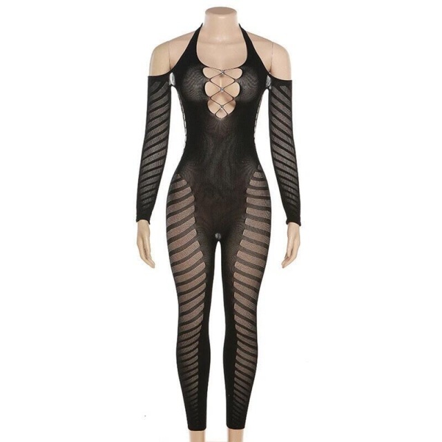 High Elastic Halter Neck Lingerie Jumpsuit