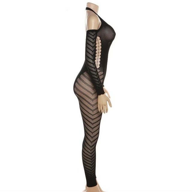 High Elastic Halter Neck Lingerie Jumpsuit