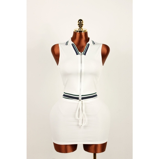 Golfwear Zipper Up Top Mini Skirt Set