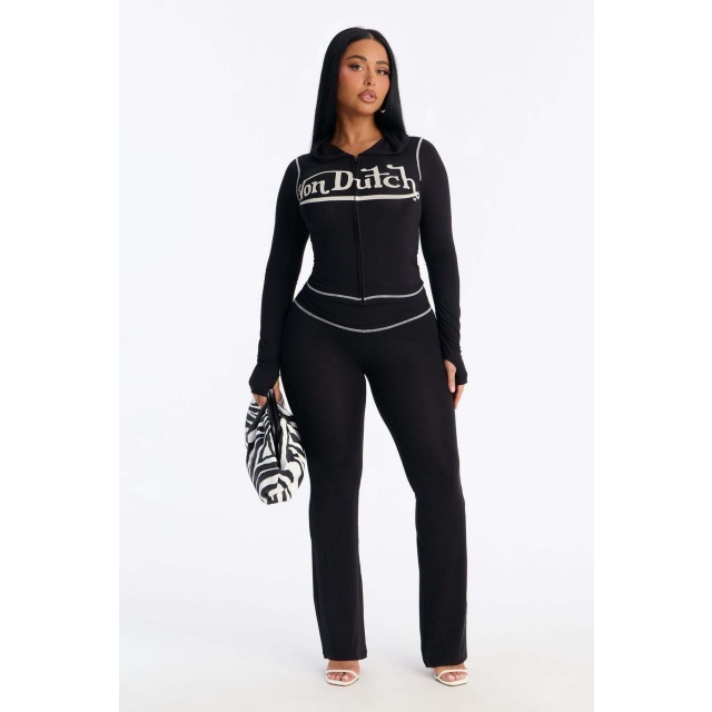 Printed Hooded Slim Fit Flare Pant Set
