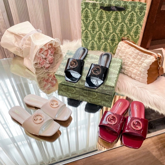 Leather Fashion Women Casual Slippers