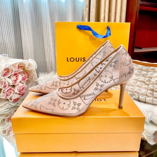 Luxury Fashion Rhinestones Mesh High Heels