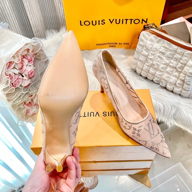 Luxury Fashion Rhinestones Mesh High Heels