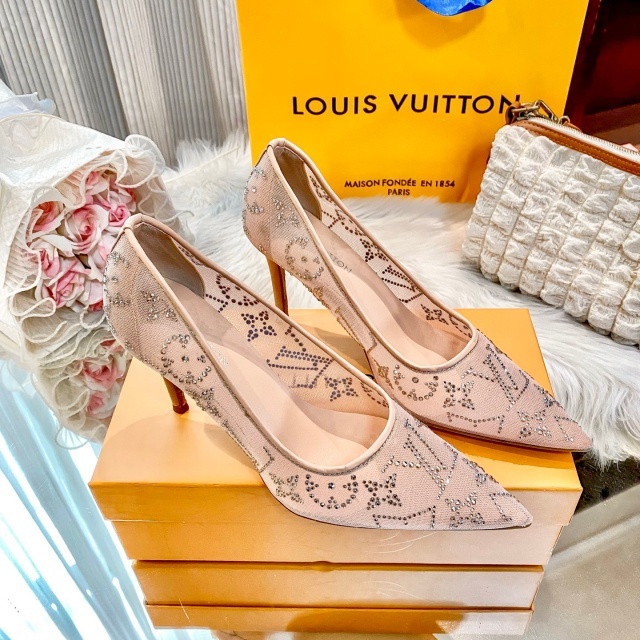 Luxury Fashion Rhinestones Mesh High Heels