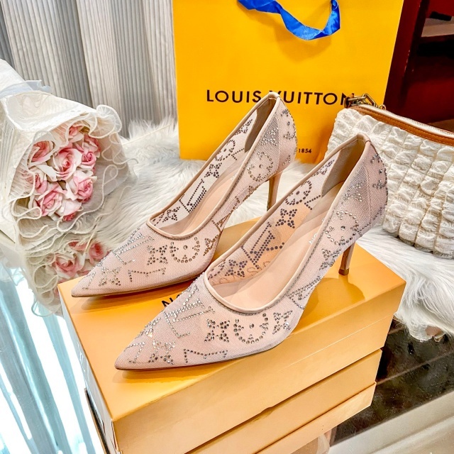 Luxury Fashion Rhinestones Mesh High Heels