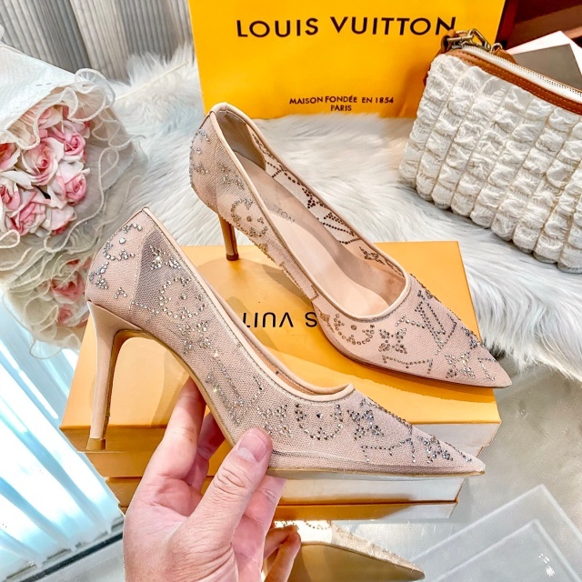 Luxury Fashion Rhinestones Mesh High Heels