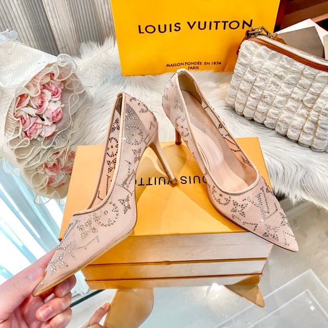 Luxury Fashion Rhinestones Mesh High Heels