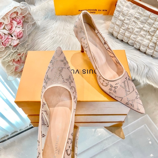 Luxury Fashion Rhinestones Mesh High Heels