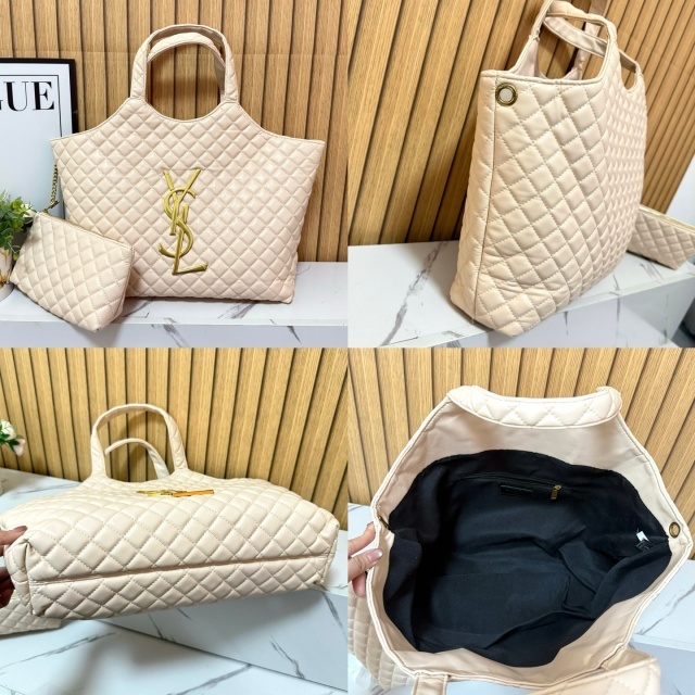 Metal Logo Big Size Leather Women Handbags