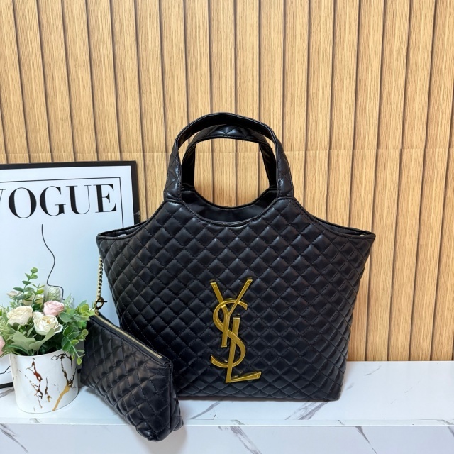 Metal Logo Big Size Leather Women Handbags