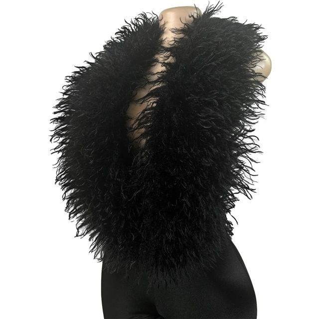 Furry Deep V Neck Backless Skinny Jumpsuit