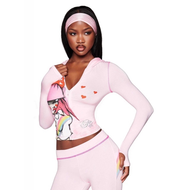 Cartoon Printed Hooded Slim Fit Pant Set