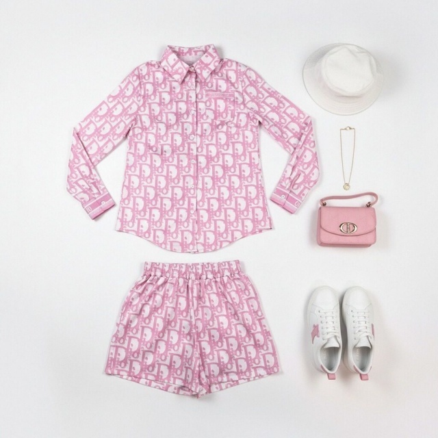 Fashion Printed Shirt Top Casual Short Set