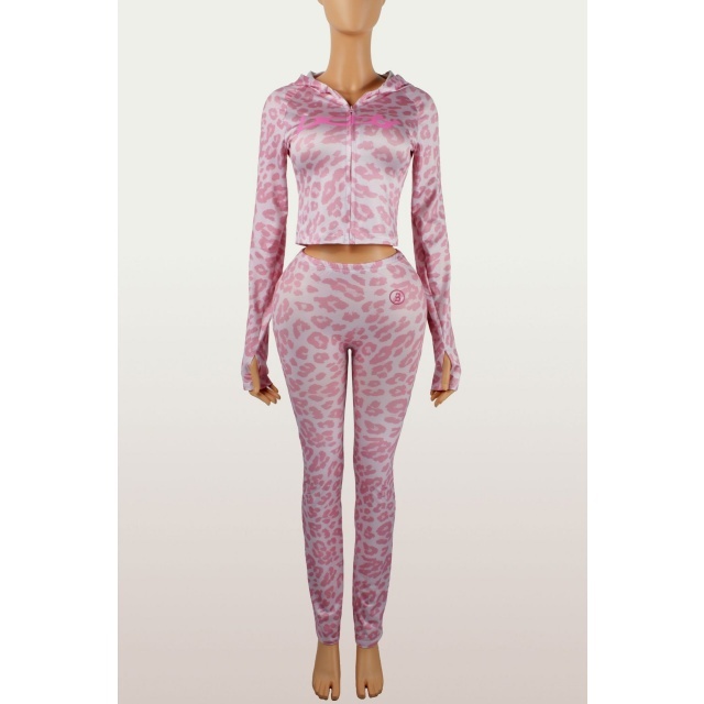 Letters Printed Hooded Top Casual Pant Set