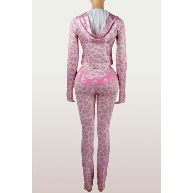Letters Printed Hooded Top Casual Pant Set