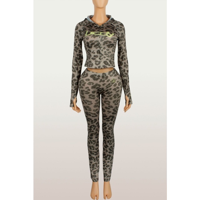 Letters Printed Hooded Top Casual Pant Set