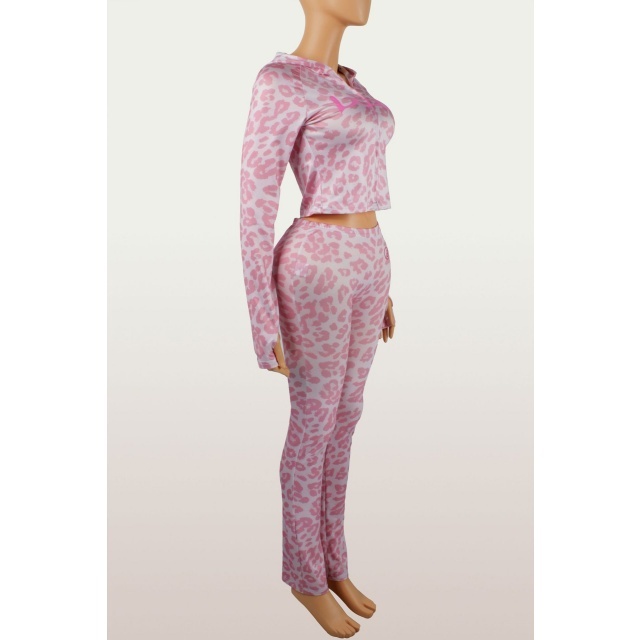 Letters Printed Hooded Top Casual Pant Set