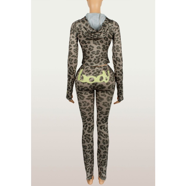 Letters Printed Hooded Top Casual Pant Set