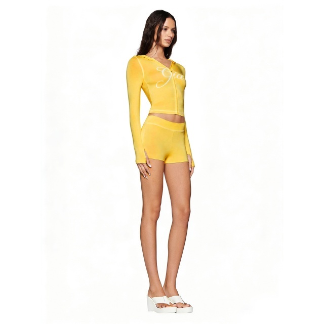 Printed Fashion Hooded Top Short Set Two Pieces