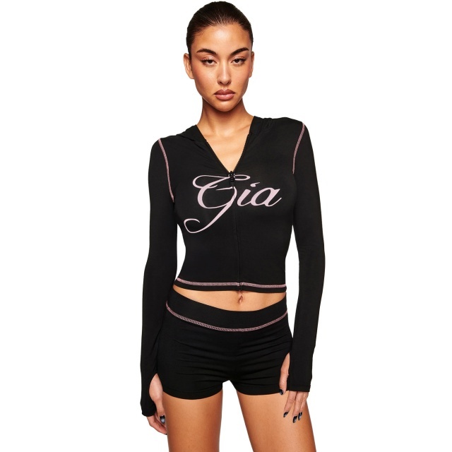 Printed Fashion Hooded Top Short Set Two Pieces