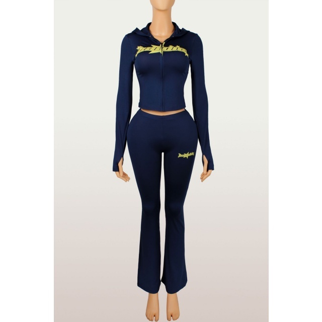 Baddie Printed Hooded Two Pieces Pant Set