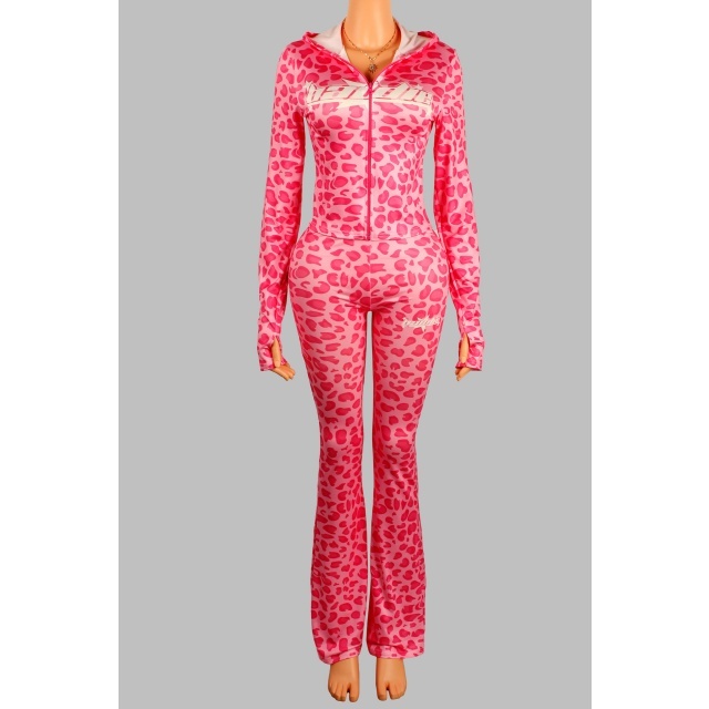 Baddie Printed Hooded Two Pieces Pant Set