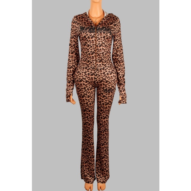Baddie Printed Hooded Two Pieces Pant Set